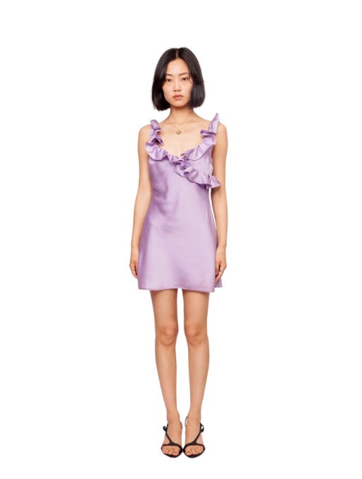 House of CB Tink Satin Ruffle Mini Lilac