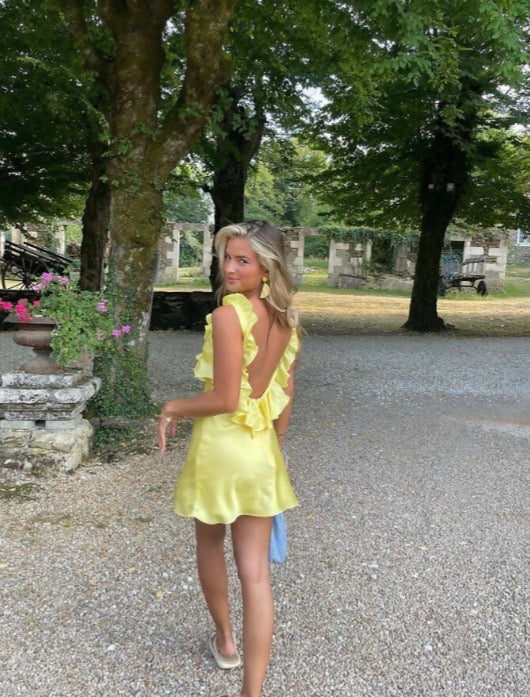 House of CB Tink Satin Ruffle Mini Buttercup